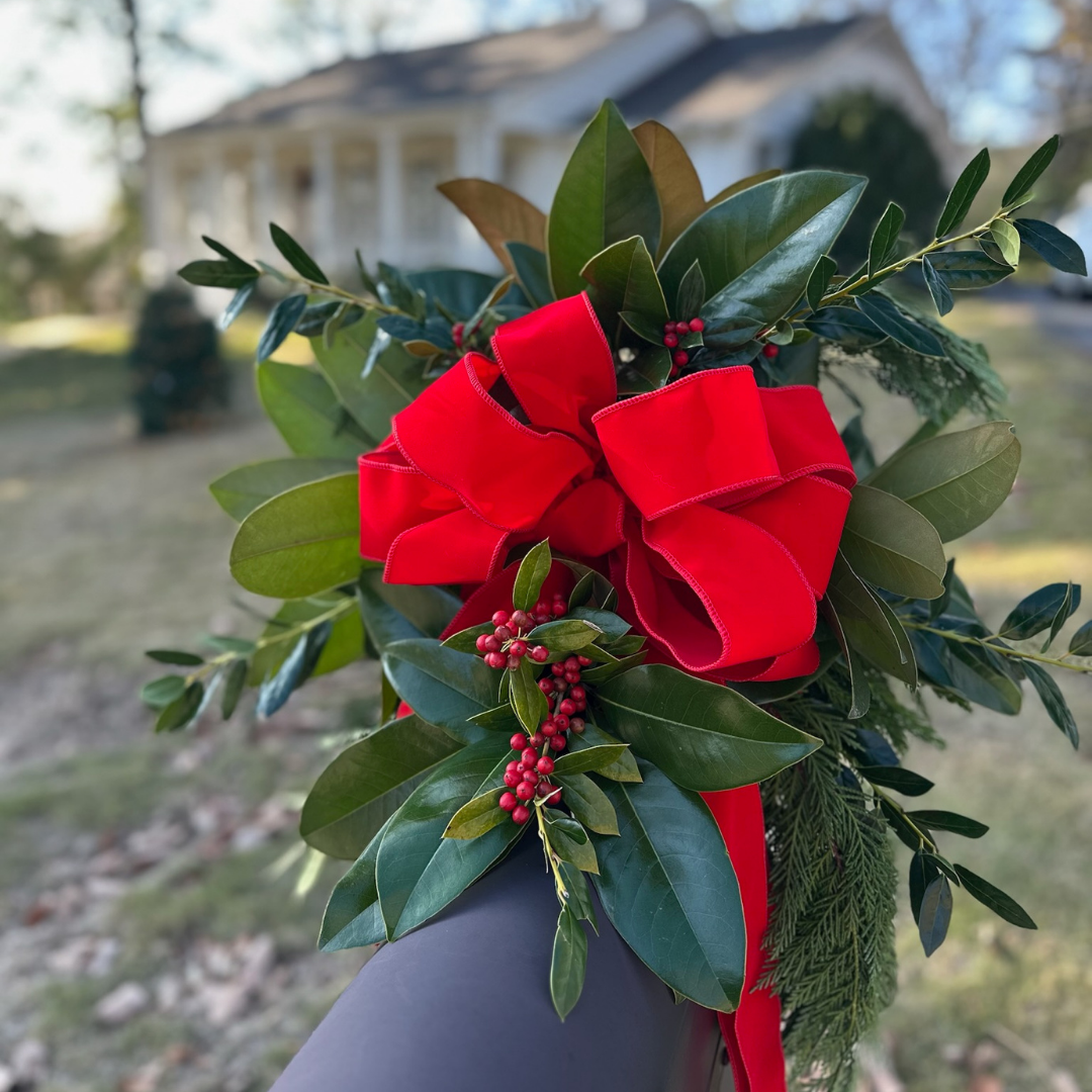 CHRISTMAS Mailbox Greenery Swag Decorated & Installed