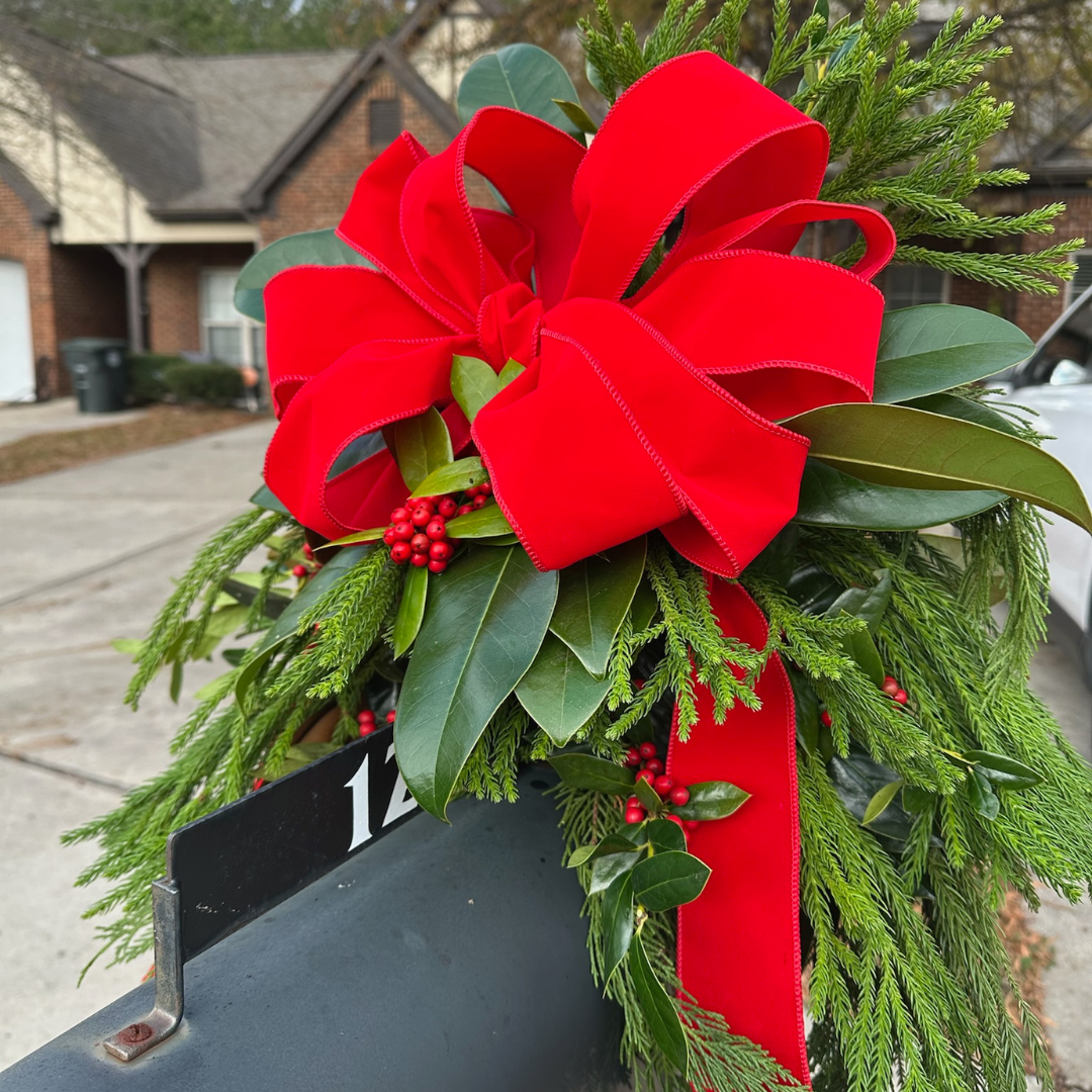 CHRISTMAS Mailbox Greenery Swag Decorated & Installed