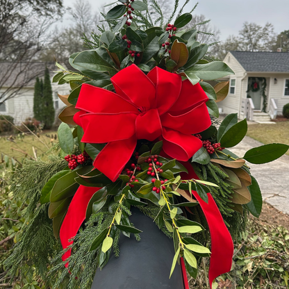 CHRISTMAS Mailbox Greenery Swag Decorated & Installed