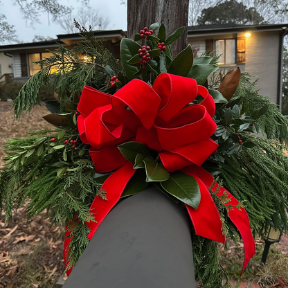 CHRISTMAS Mailbox Greenery Swag Decorated & Installed