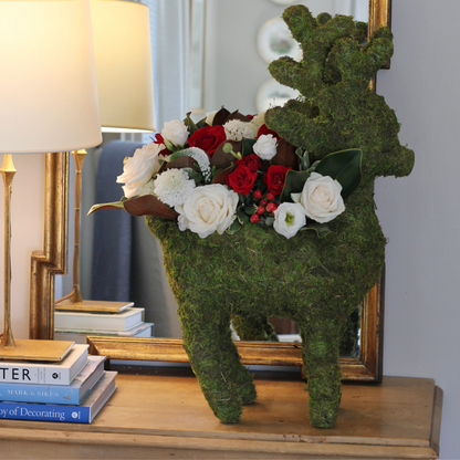 CHRISTMAS Standing Moss Reindeer Arrangement