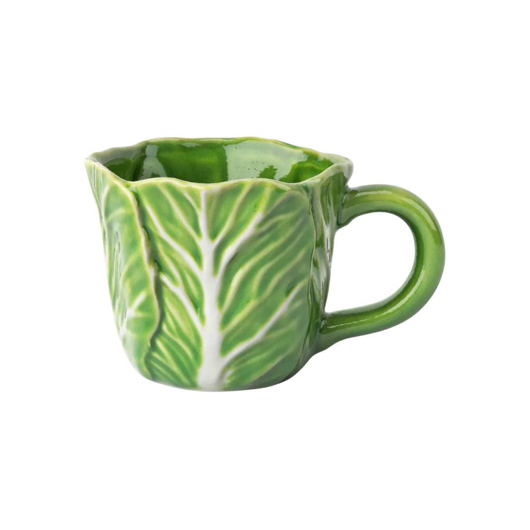 Stoneware Cabbage Tea Cup and Saucer