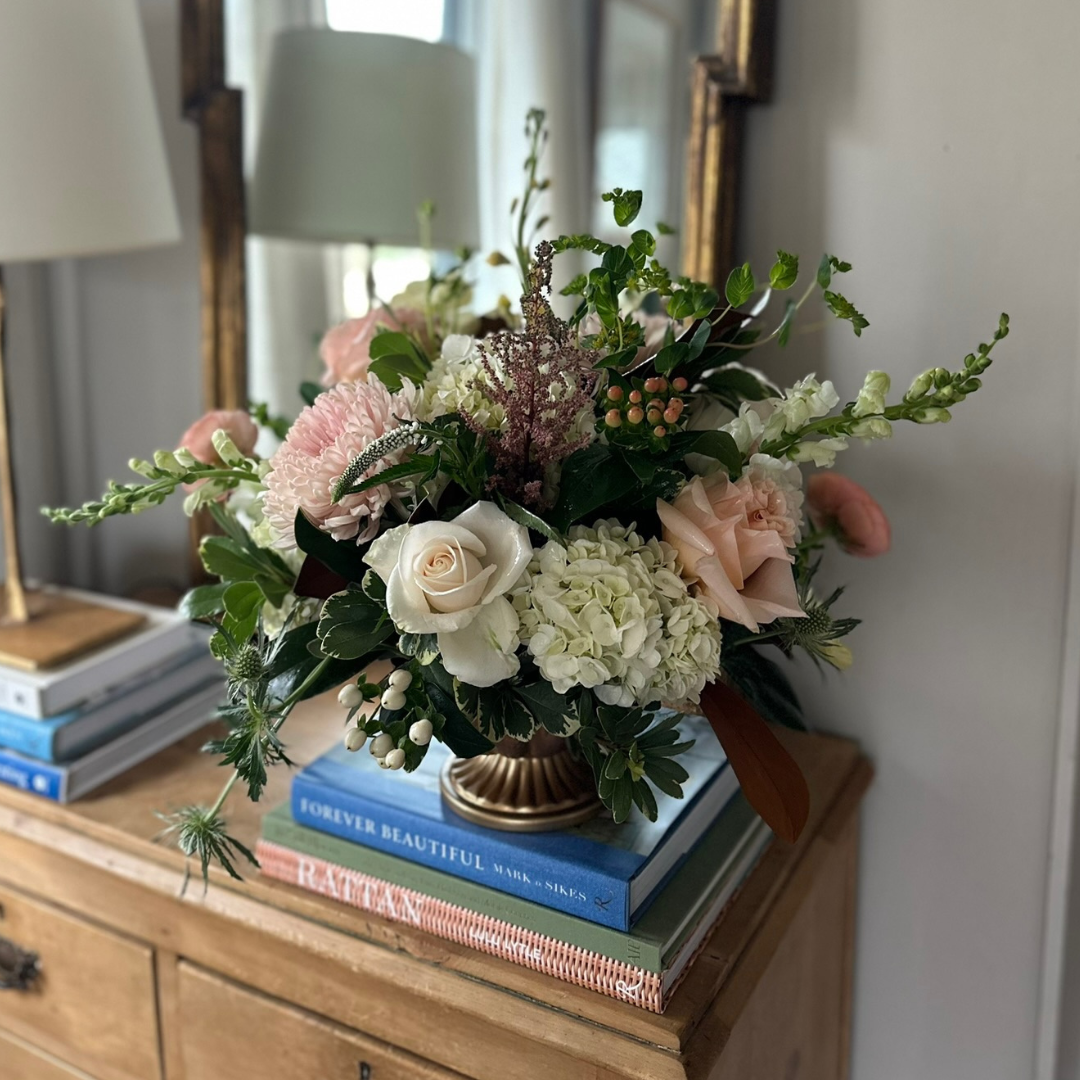THANKSGIVING Medium Gold Metallic Compote Arrangement