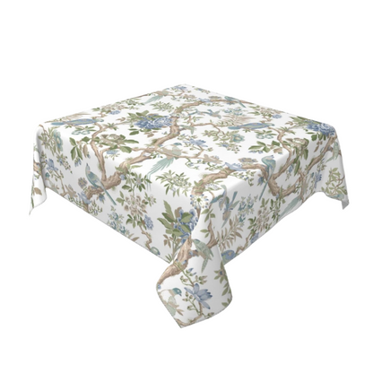 Green and Blue Bird Tablecloth Overlay