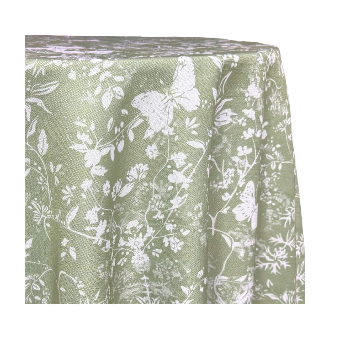 Green Butterfly Round Table Linen