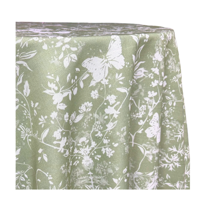 Green Butterfly Round Table Linen