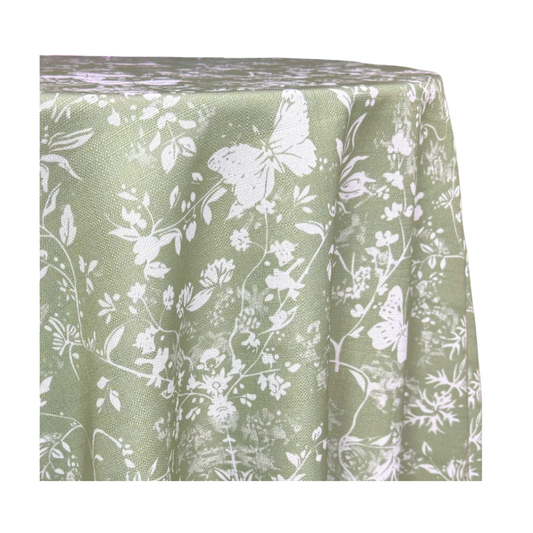 Green Butterfly Round Table Linen