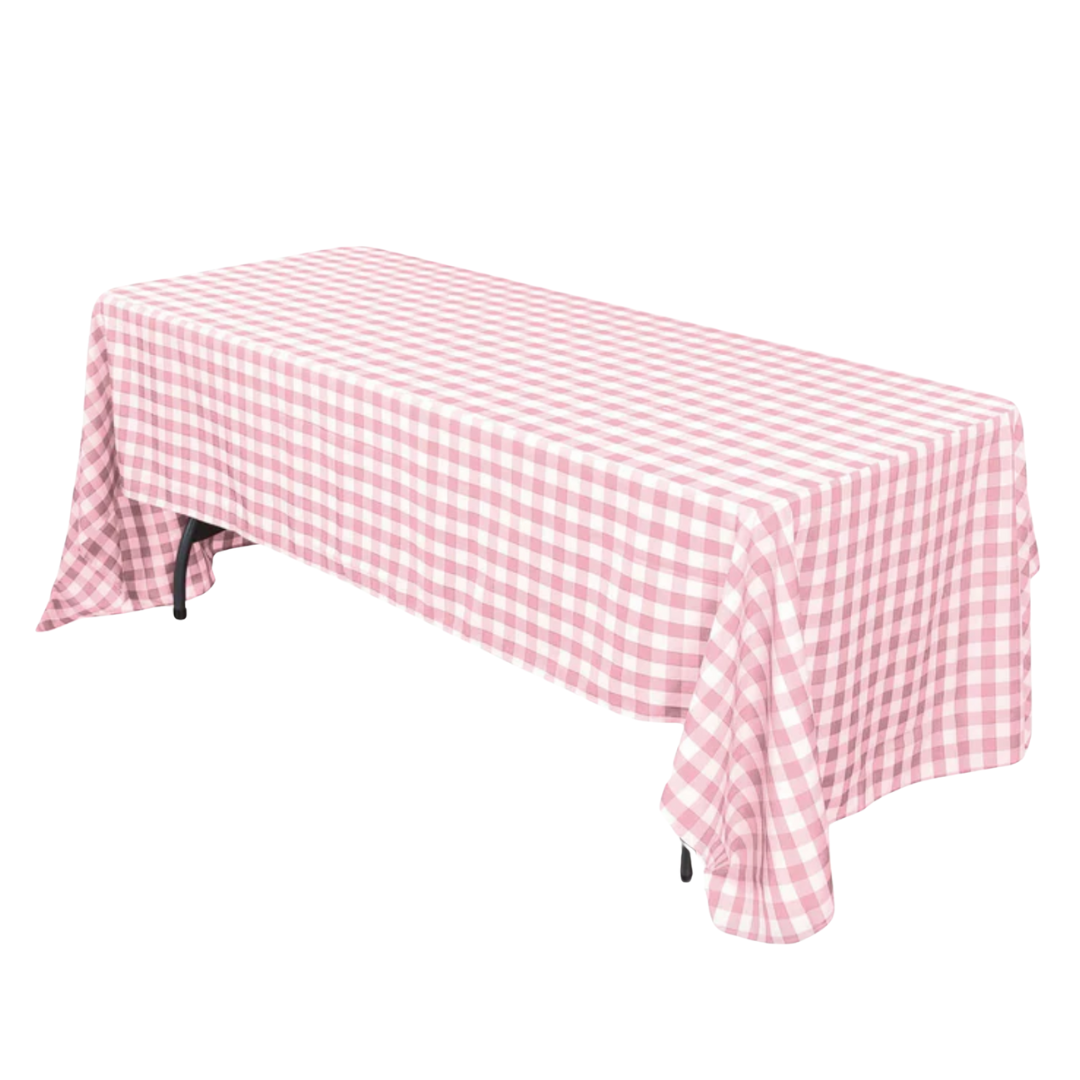 Pink and White Gingham Rectangular Tablecloth