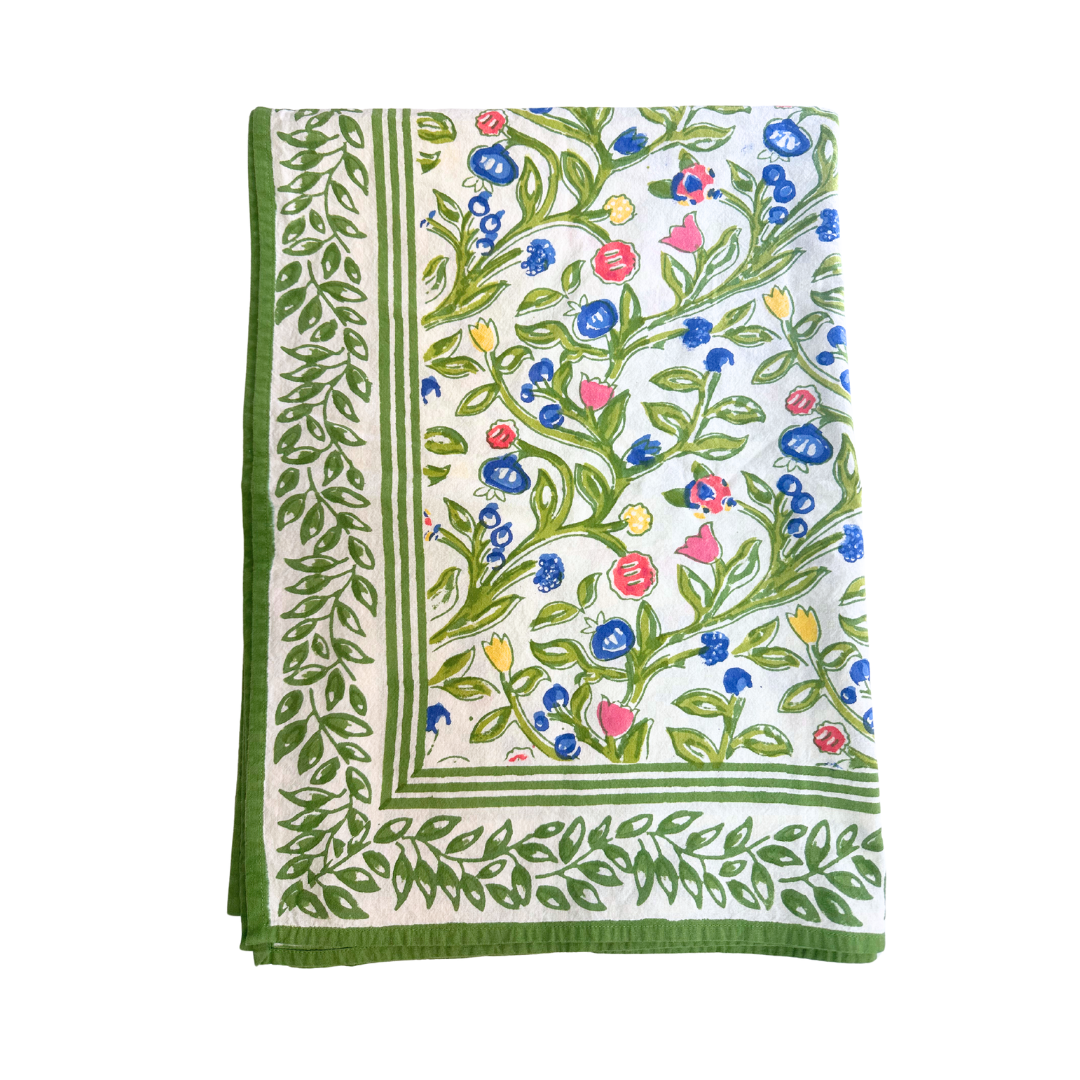 Pomegranate Inc Green/Multicolor Floral Rectangle Tablecloth