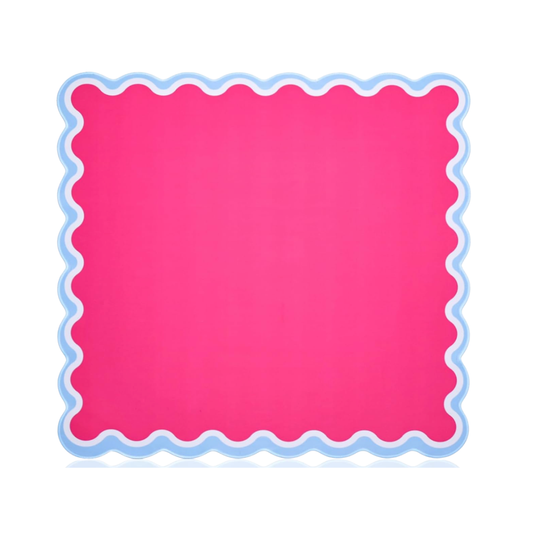 Pink and Blue Scallop Mahjong Mat