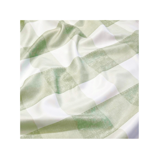 Green Checker Gingham Linen Rectangular Tablecloth
