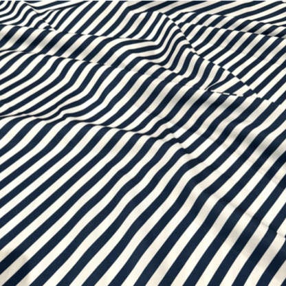 Navy and White Stripe Round Tablecloth