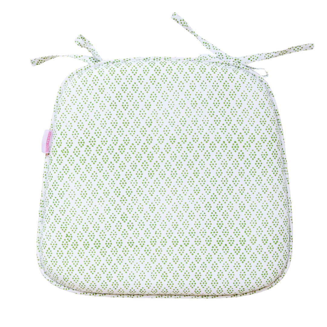 Tie Back Seat Cushion: Dottie in Green