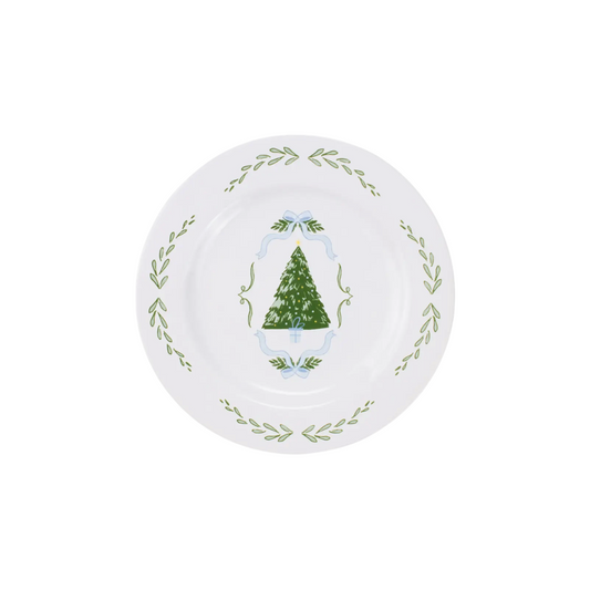 Blue and Green Christmas Tree Ceramic Salad Plate
