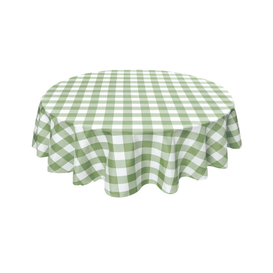 Green and White Gingham 120" Round Tablecloth