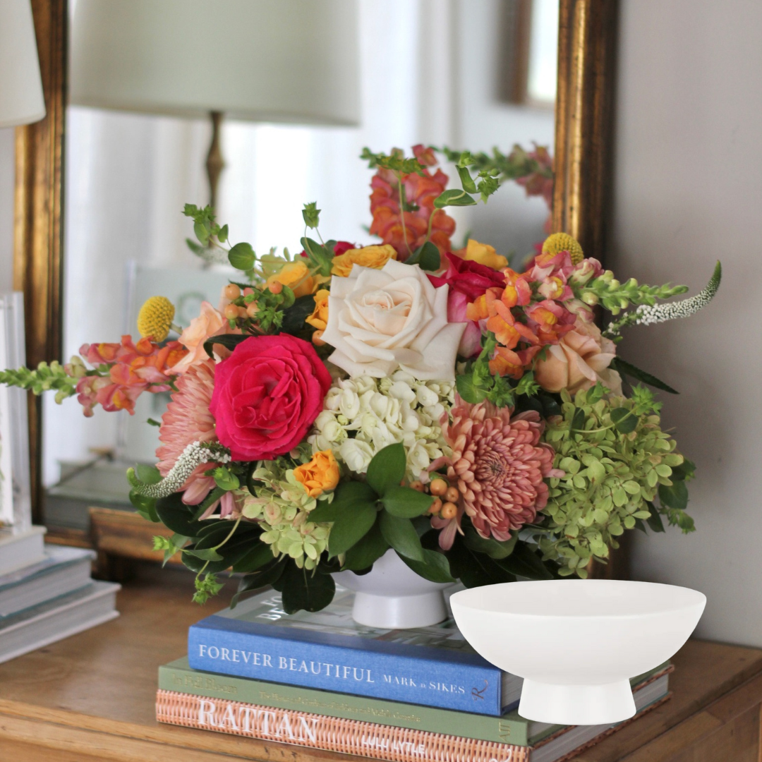 THANKSGIVING Medium White 6” Compote Arrangement