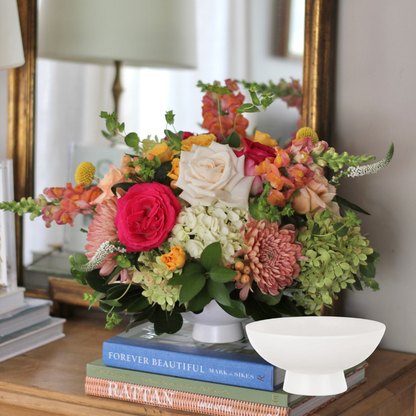 THANKSGIVING Medium White 6” Compote Arrangement