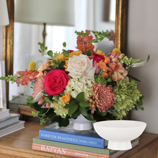 CHRISTMAS Medium White 6” Compote Arrangement