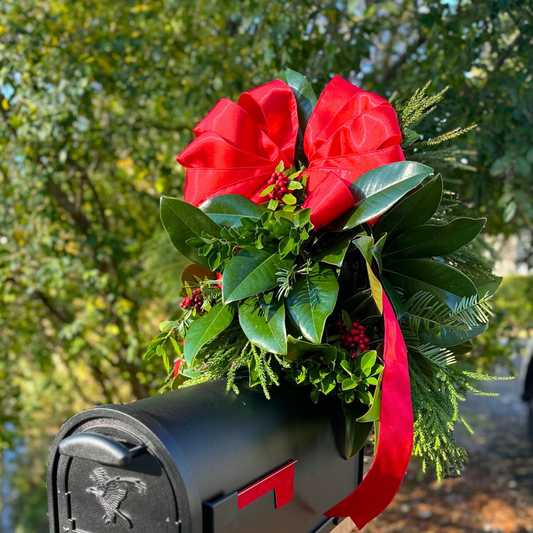 CHRISTMAS Mailbox Greenery Swag Decorated & Installed