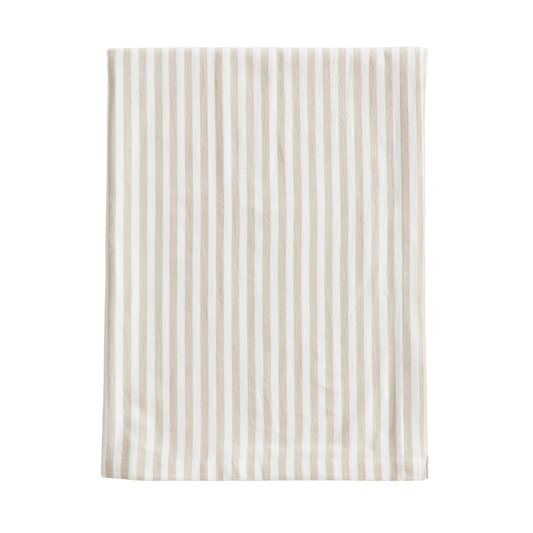 Tan and White Rectangular Ticking Stripe Tablecloth