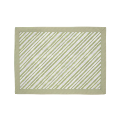 Green Floral and Stripe Reversible Placemats