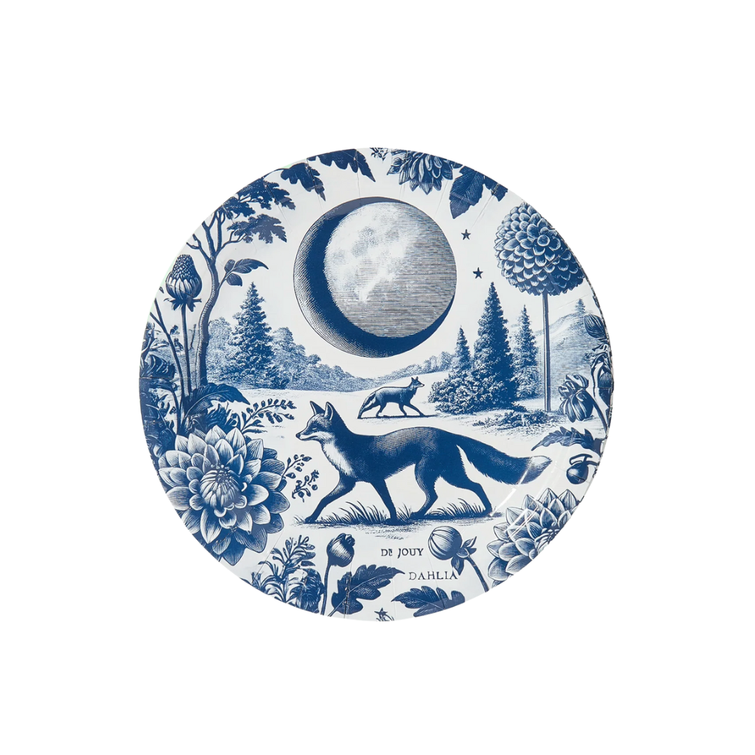 Foxy Dahlia Toile Dessert Paper Plates