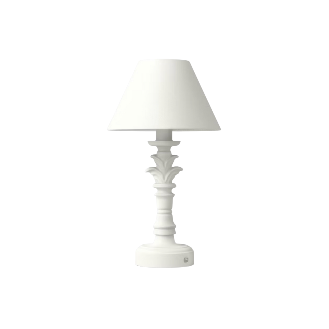 White Ornate Detail Rechargeable Table Lamp