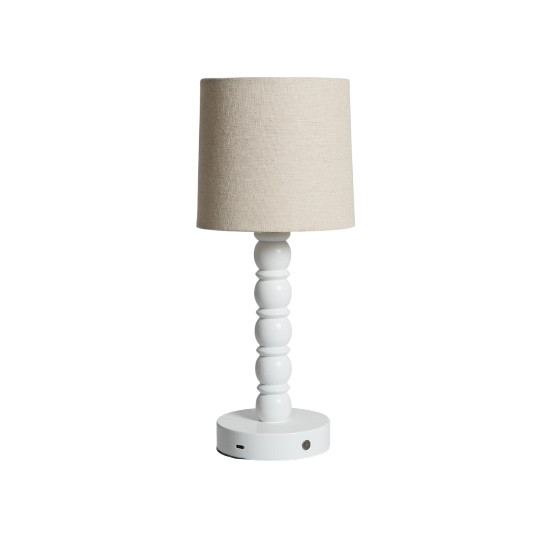 Wooden Rechargeable Table Lamp in Glossy White