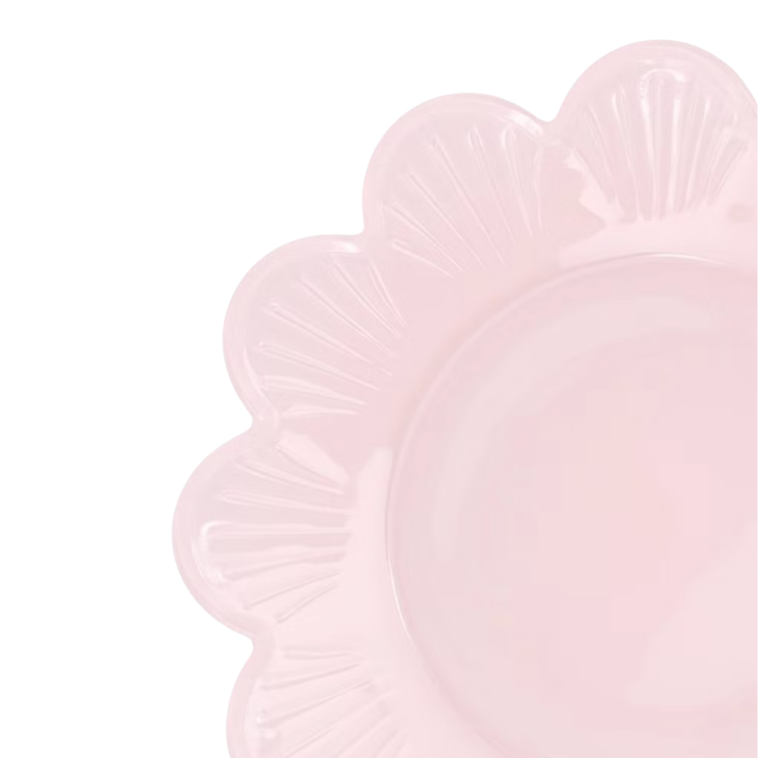 Light Pink Glass Flower Shaped Accent Plate
