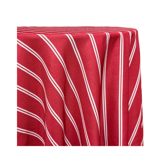 Red Lexington Stripe 120" Round Tablecloth
