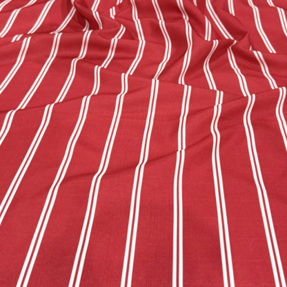 Red Lexington Stripe 120" Round Tablecloth