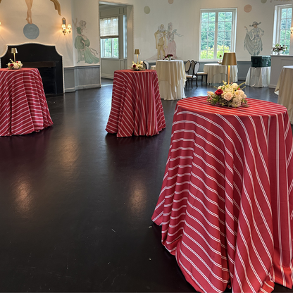 Red Lexington Stripe 120" Round Tablecloth