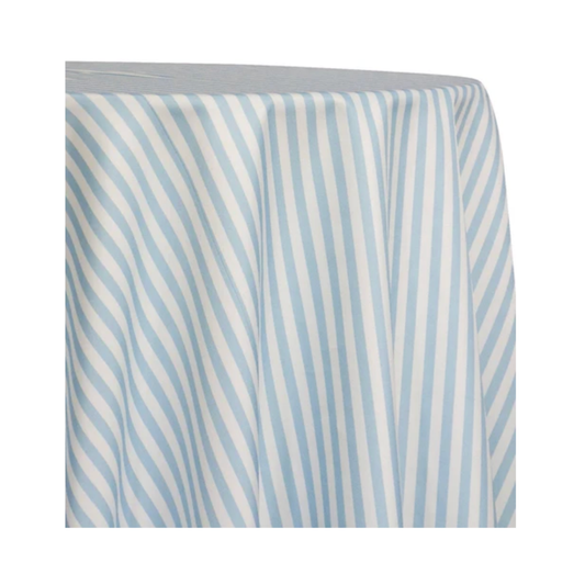 Light Blue Narrow Stripe Round Tablecloth