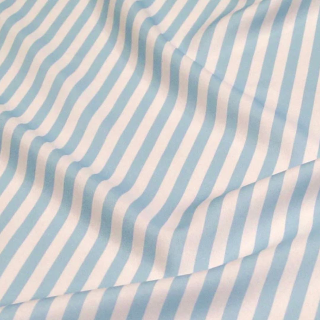 Light Blue Narrow Stripe Round Tablecloth