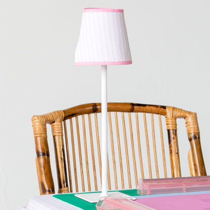 Rechargeable Table Lamp Shade: Ticking Stripe in Light Pink