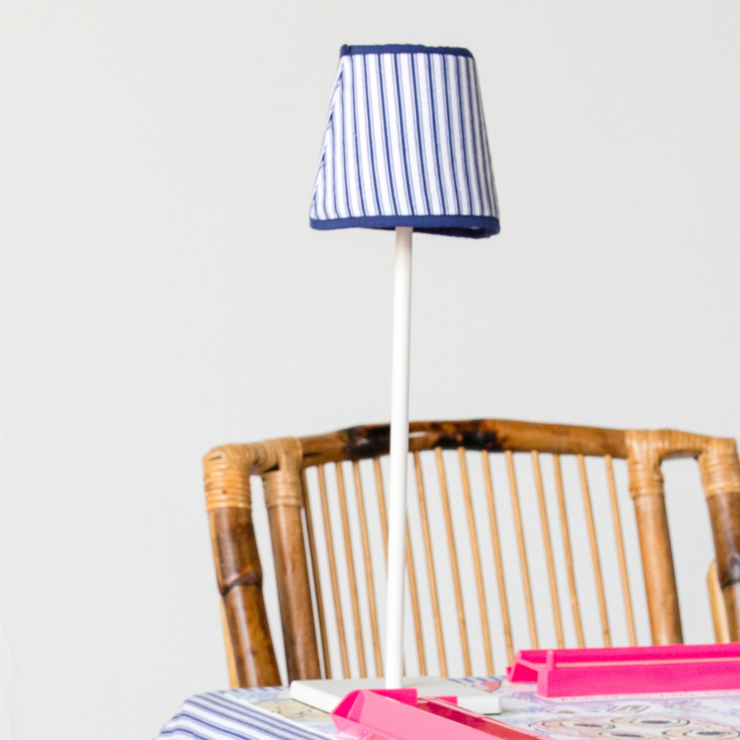 Rechargeable Table Lamp Shade: Ticking Stripe in Navy
