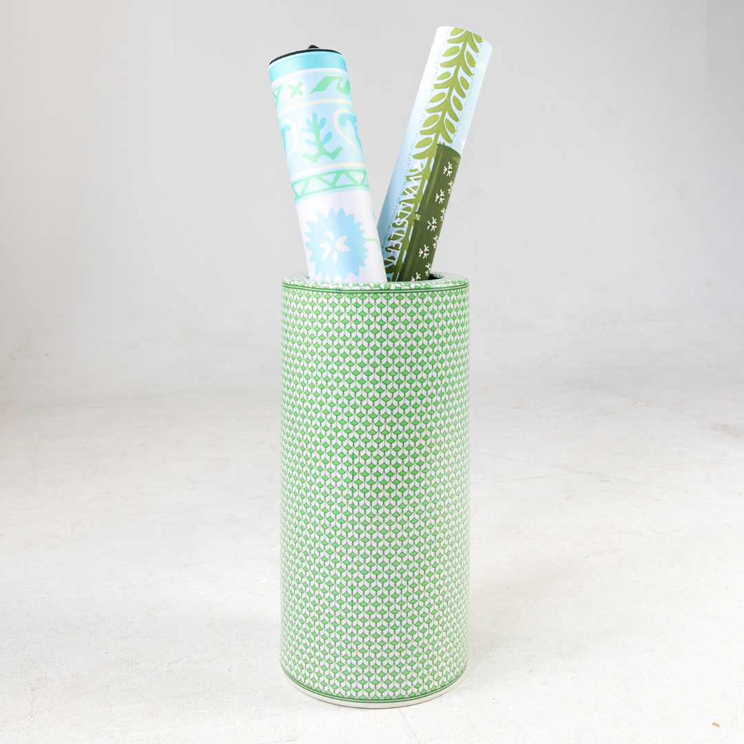 Blue and White Fishscale Mahjong Mat Holder (Umbrella Stand)