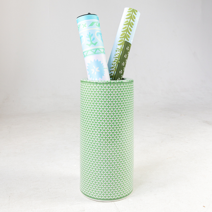Blue and White Fishscale Mahjong Mat Holder (Umbrella Stand)