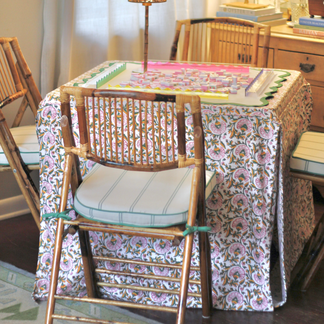 Full Length Fitted Card Tablecloth: Petal Whorl in Pink