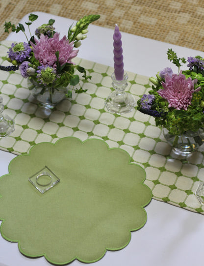 Green and White Geometric Runner