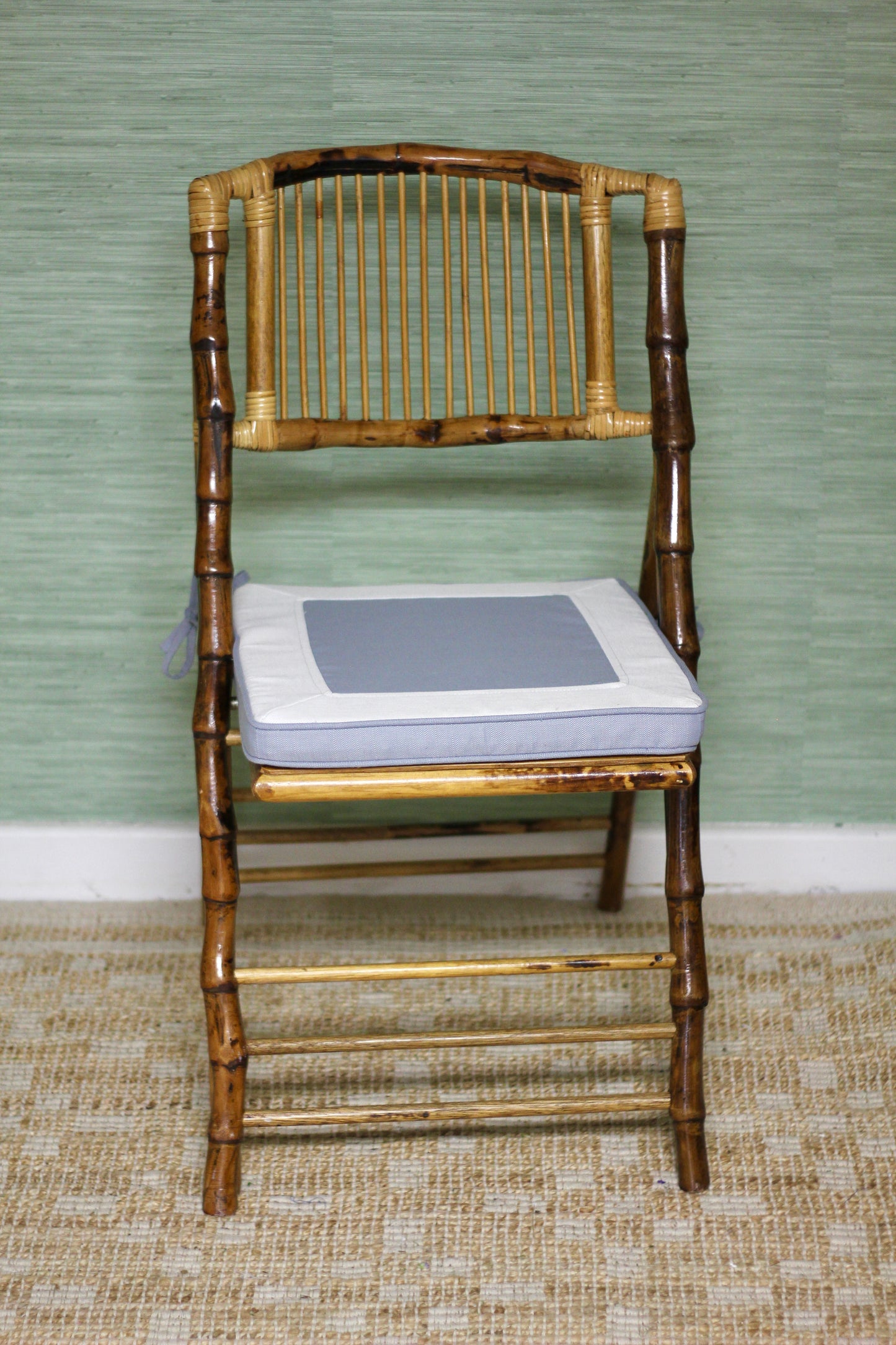 Blue and White Chair Cushion