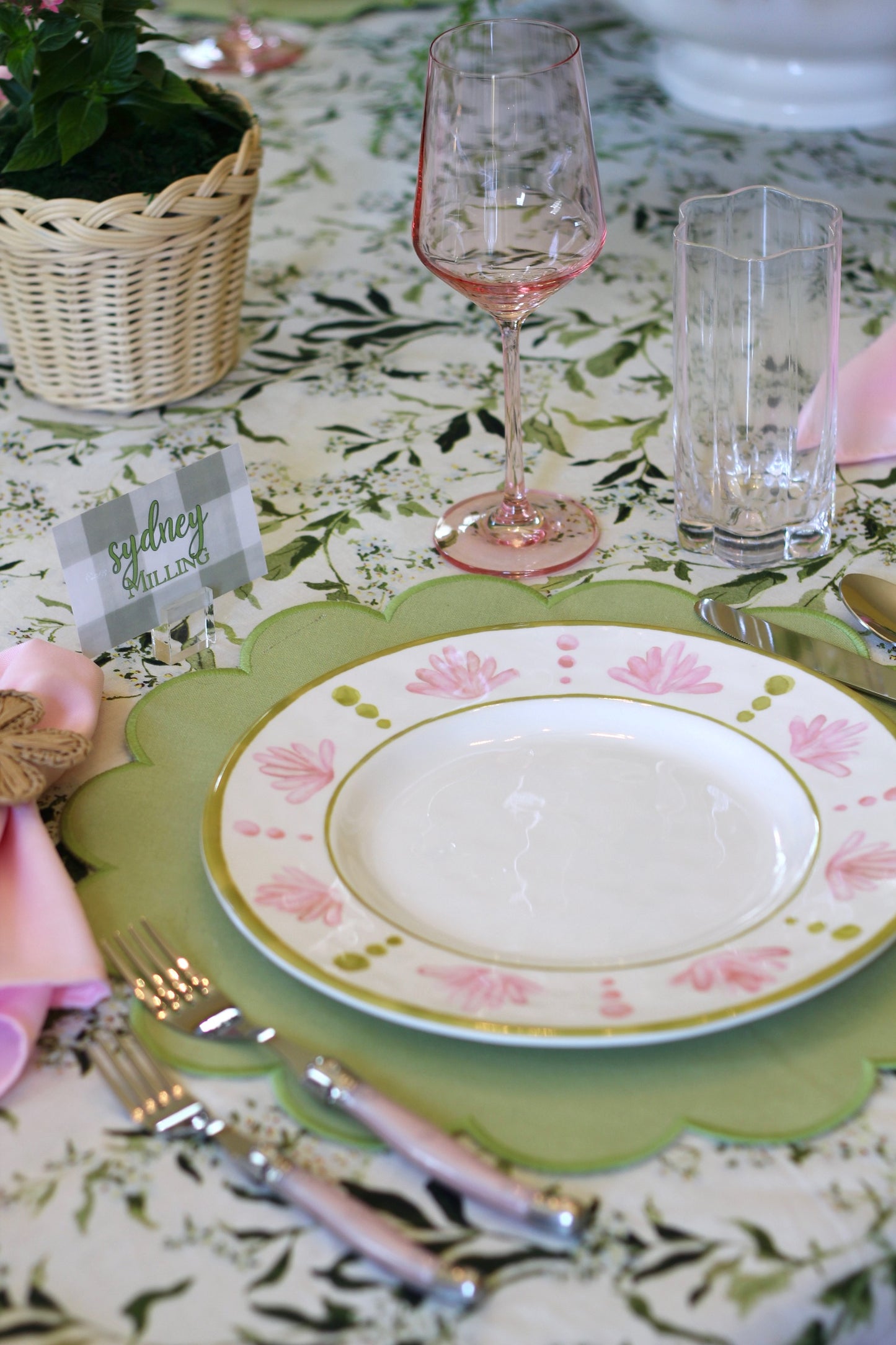 Pink and Green Melamine Dinner Plate