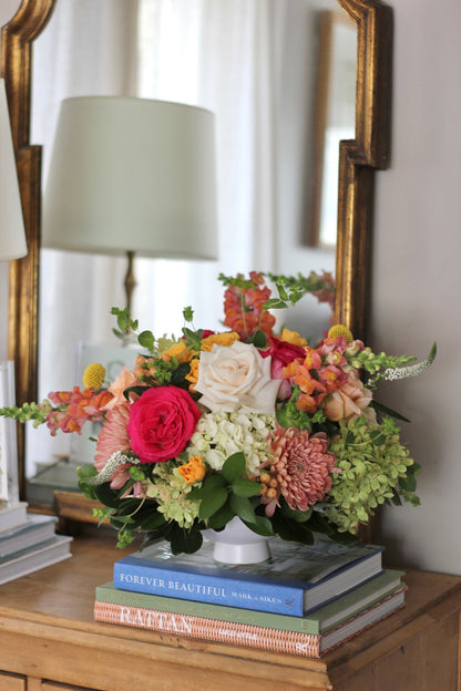 THANKSGIVING Medium White 6” Compote Arrangement