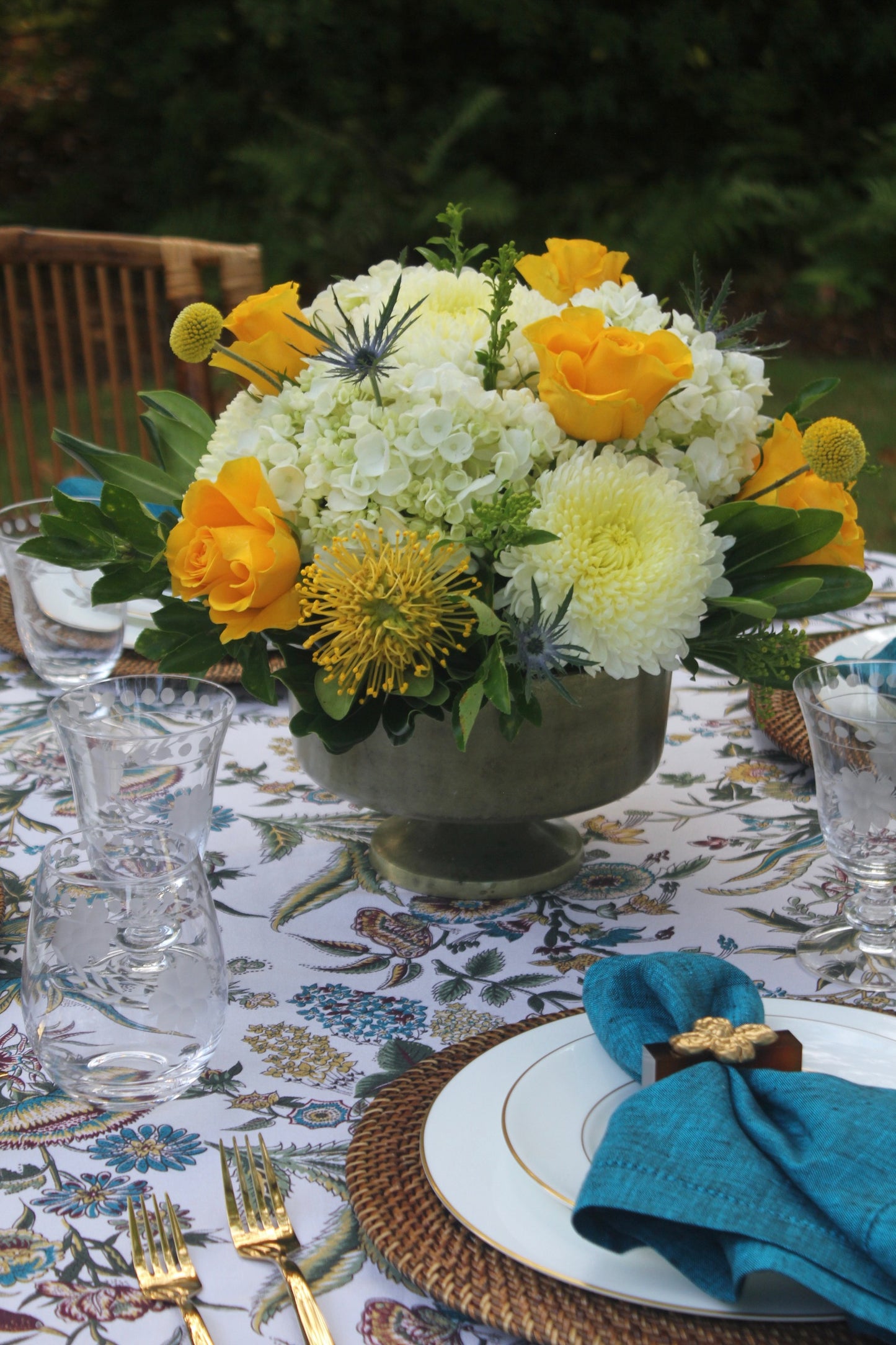 CHRISTMAS Large Metallic Footed Compote Arrangement