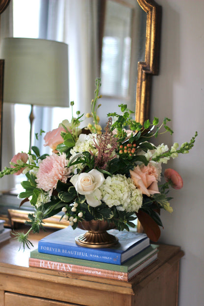 THANKSGIVING Medium Gold Metallic Compote Arrangement