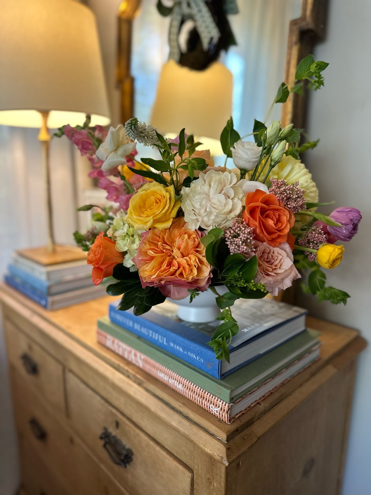 CHRISTMAS Medium White 6” Compote Arrangement