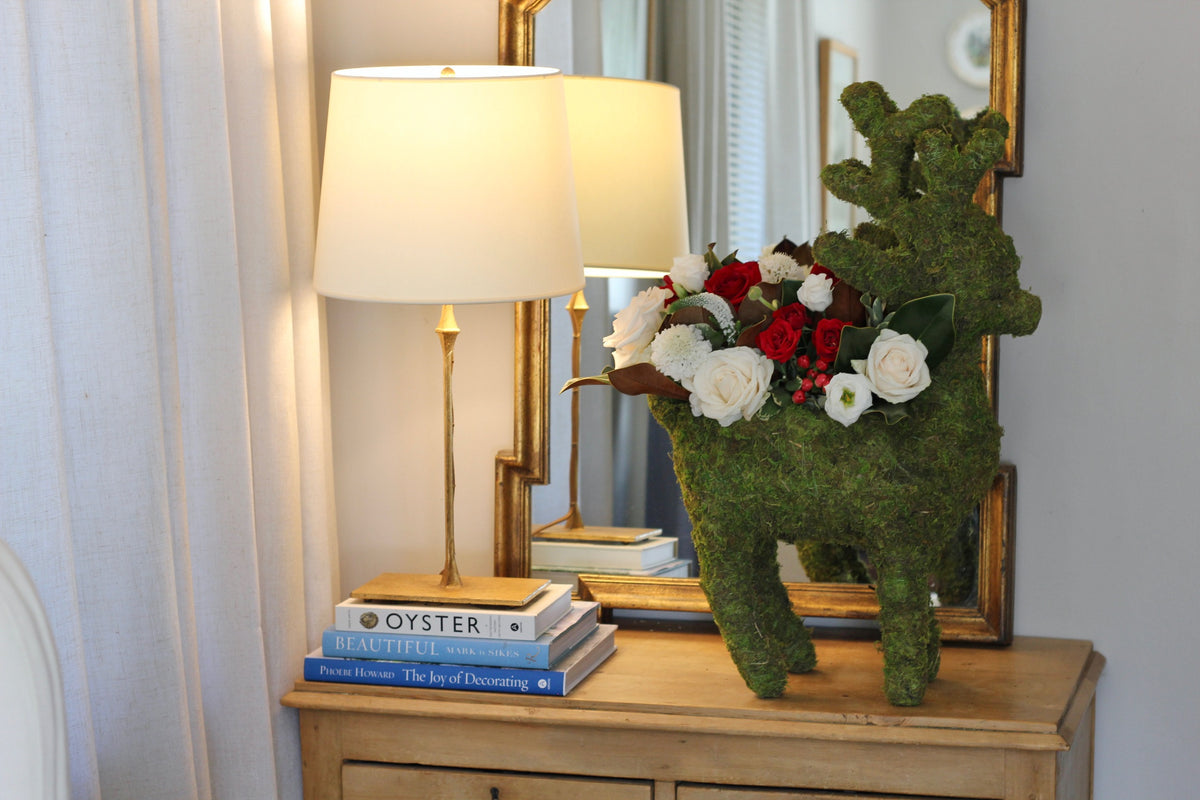 CHRISTMAS Standing Moss Reindeer Arrangement