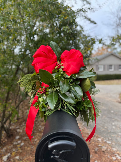 CHRISTMAS Mailbox Greenery Swag Decorated & Installed