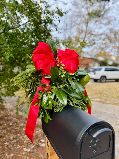 CHRISTMAS Mailbox Greenery Swag Decorated & Installed