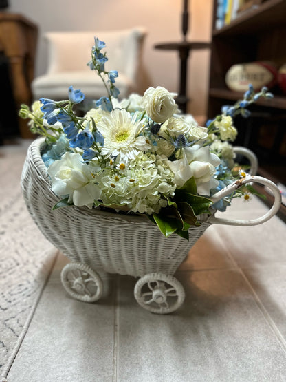 Vintage Wicker Tabletop Carriage